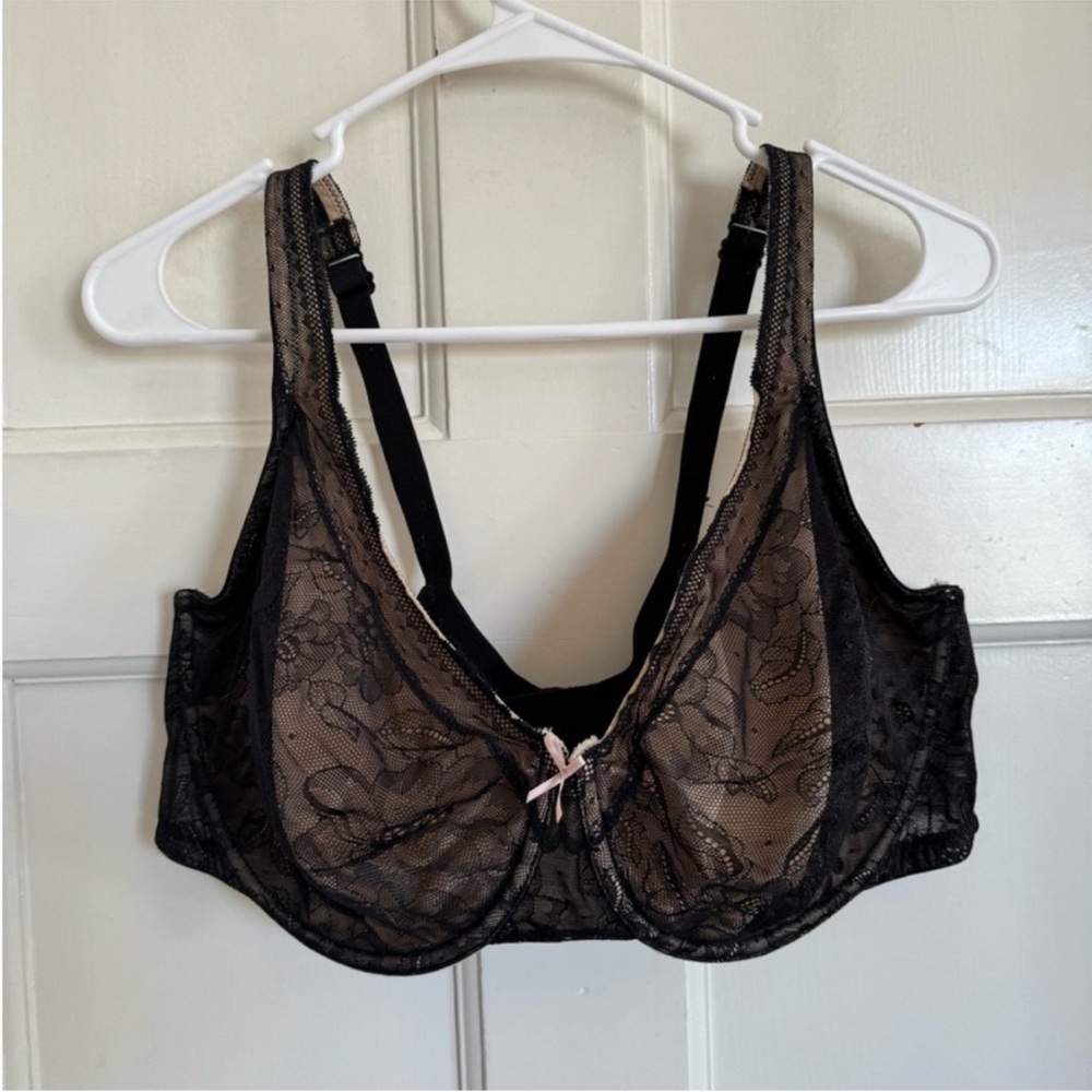 Cacique Full Coverage Unlined Modern Black Lace bra 40DDD